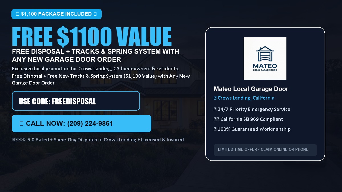 Free Disposal + Free New Tracks & Spring System with Any New Garage Door Order ($1100 Value) in Crows Landing, CA